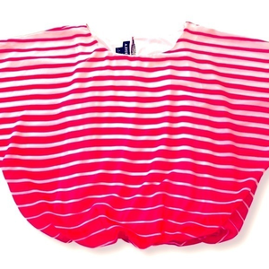 A. Byer‎ Blouse Semi-Sheer Hot Pink Stripe Chiffon Batwing S
